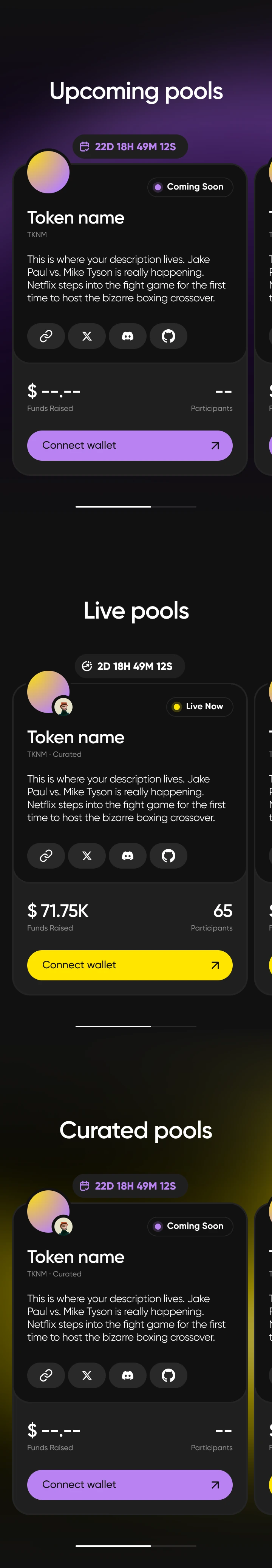 Upcoming pools · mobile