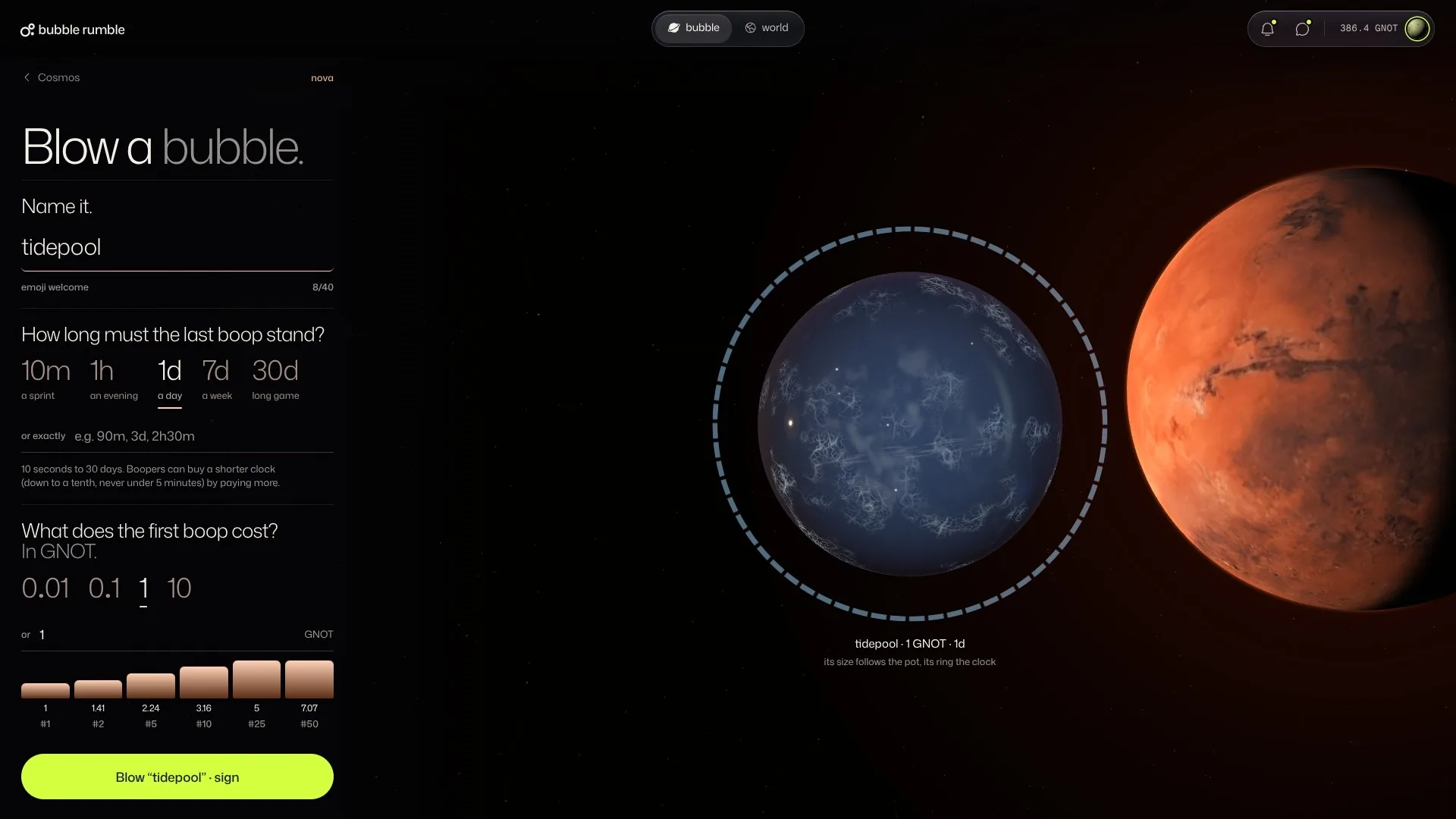 The Forge, blowing a new bubble beside Mars