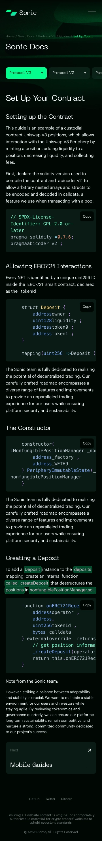 Mobile · Contract setup
