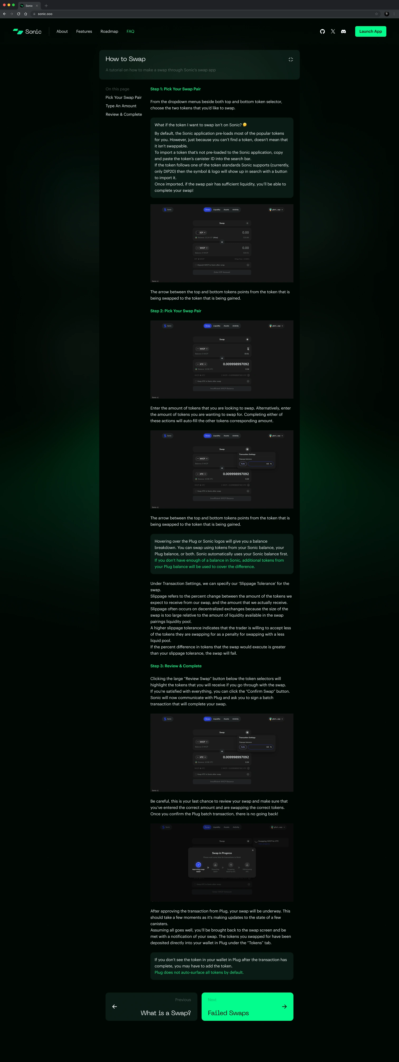 Desktop · FAQ · Using swaps