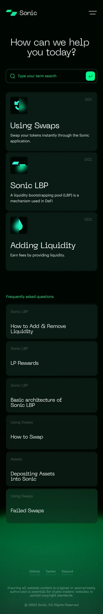 Mobile · Help categories