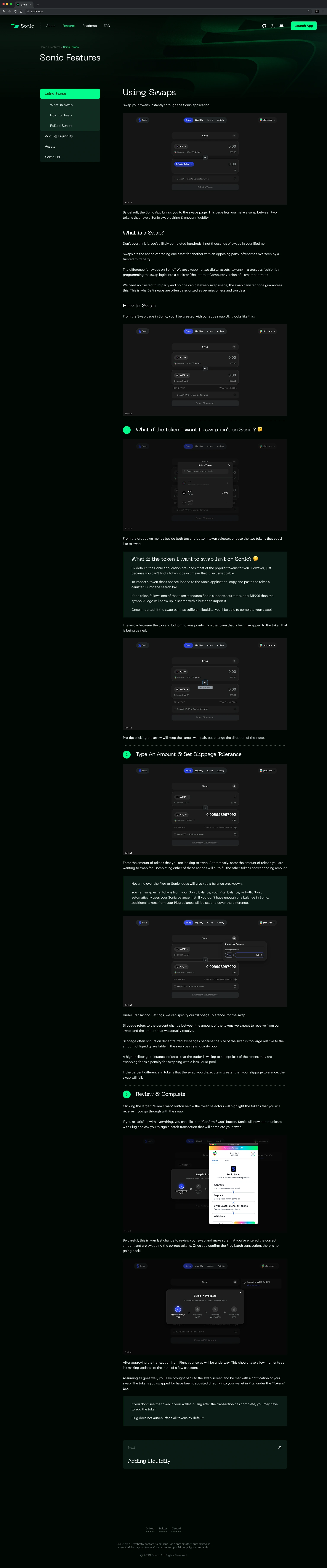 Desktop · Features · Using swaps