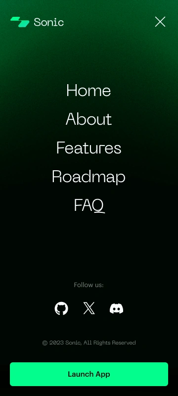 Sonic · Mobile · Menu