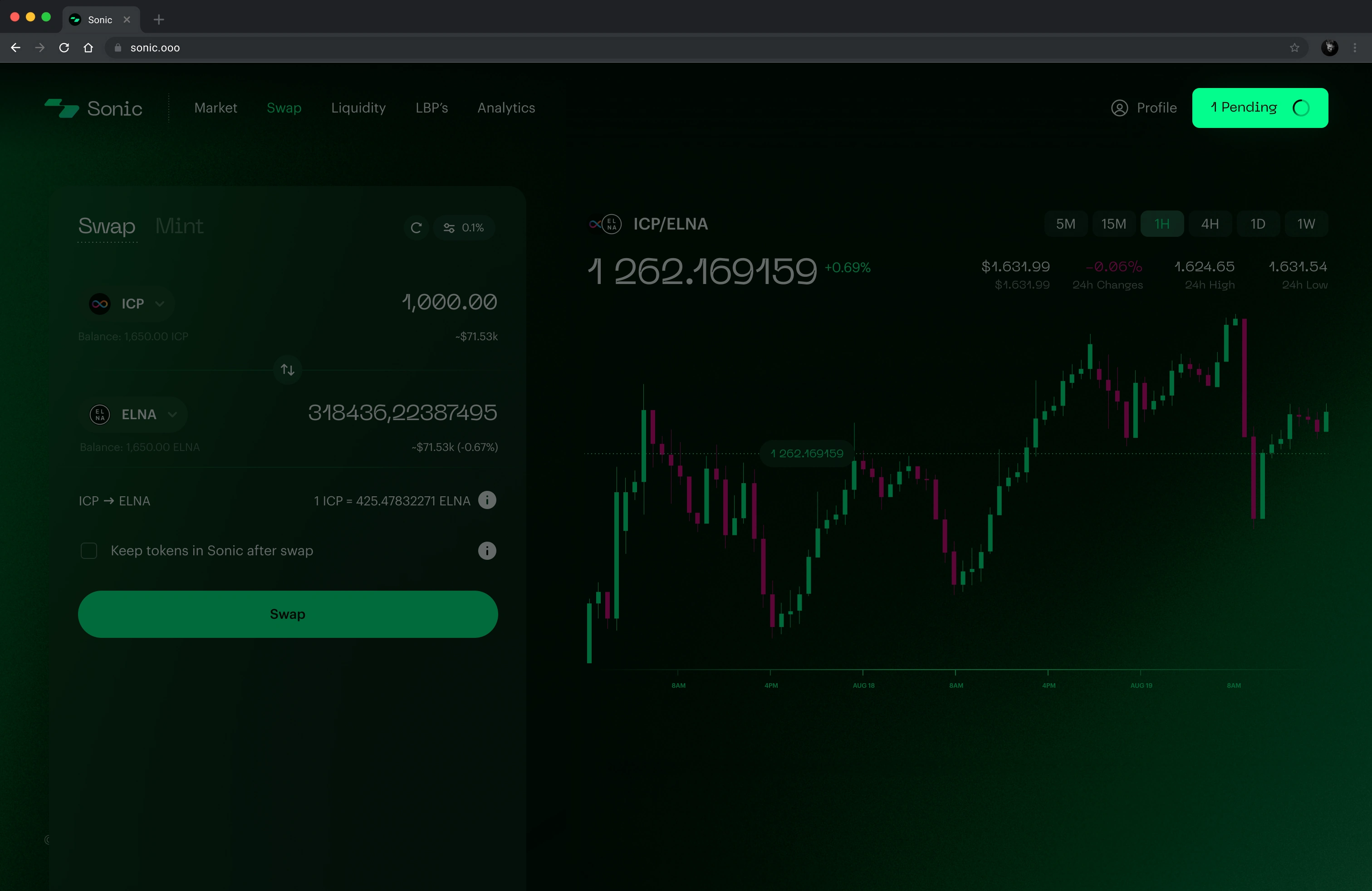 Sonic · Transaction pending