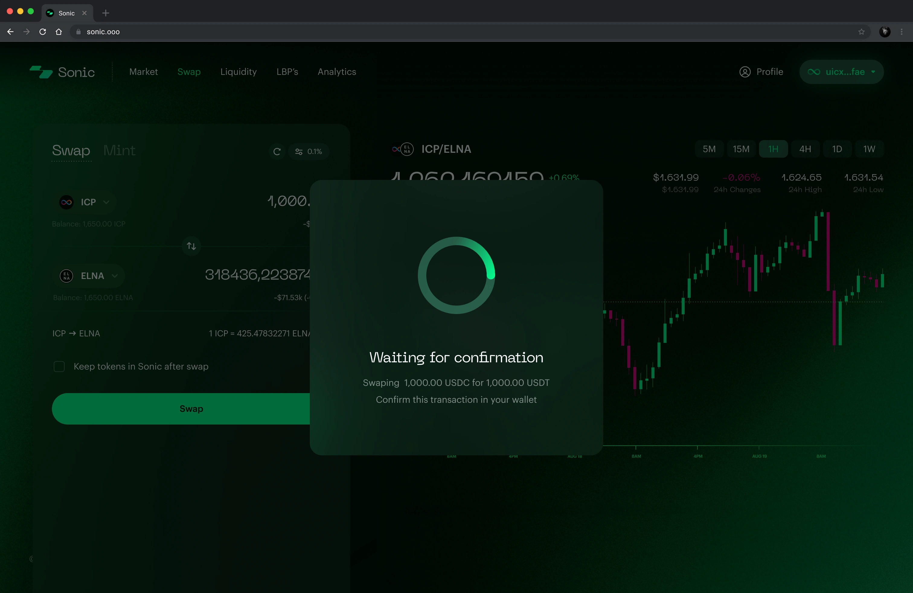 Sonic · Waiting for wallet confirmation