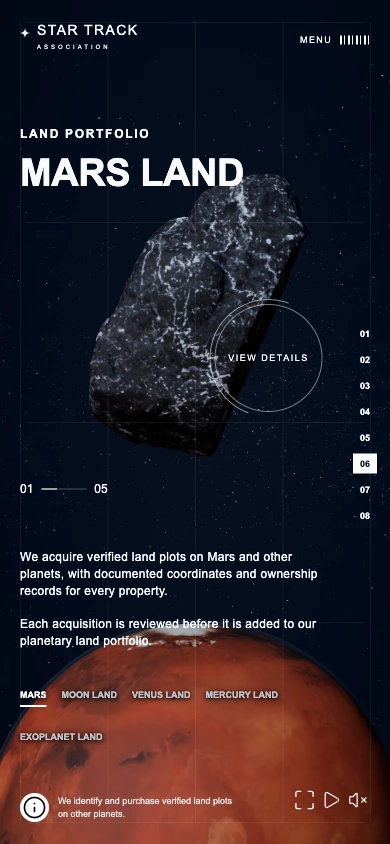 Mobile · Land portfolio · Mars