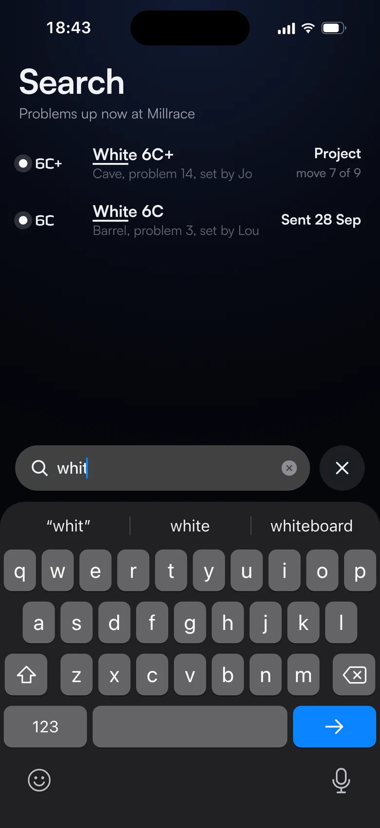 Search for white problems on the iOS keyboard.