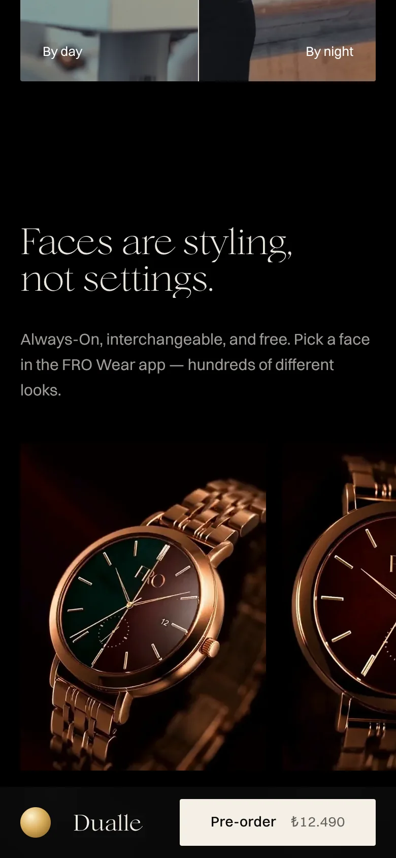 Faces are styling on a phone, with the pre-order bar