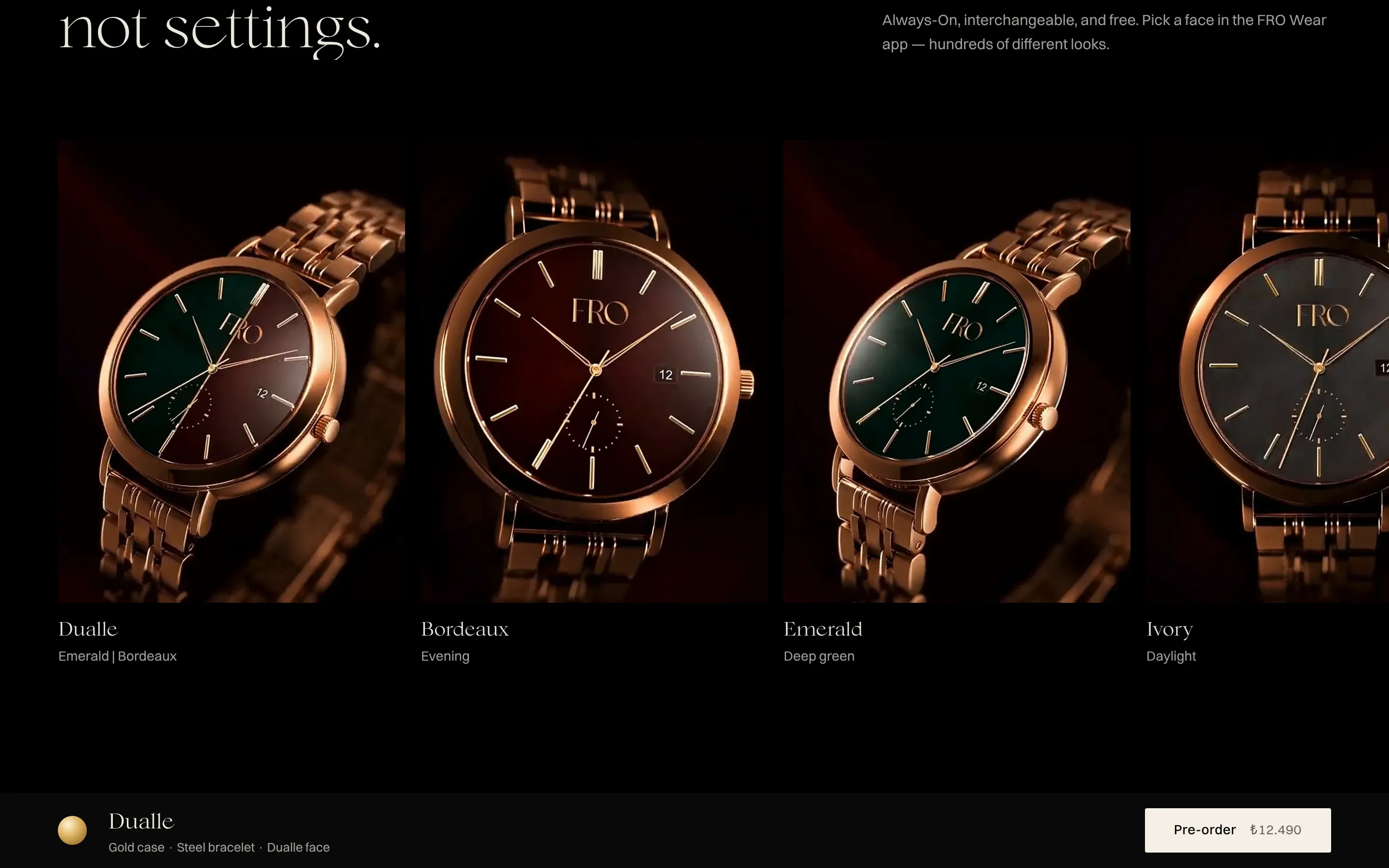 Four Dualle faces on rose gold watches