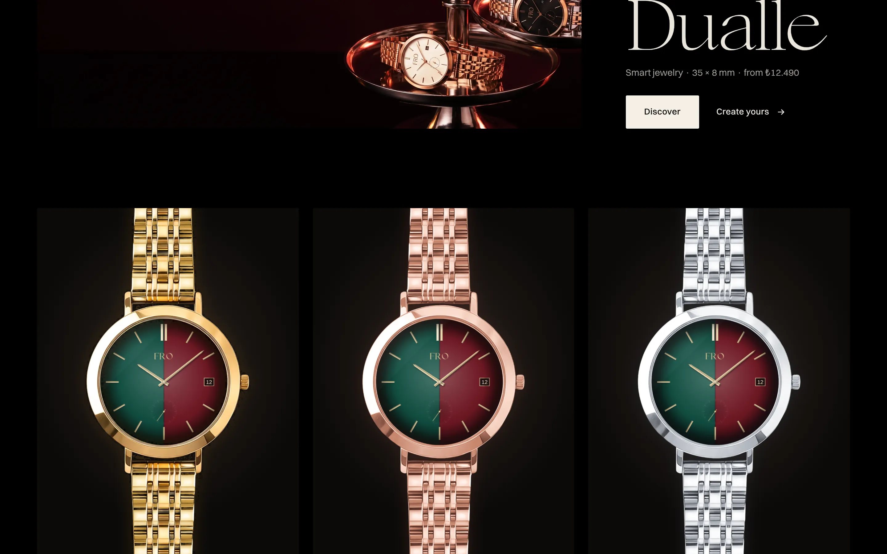 Dualle in gold, rose gold and silver