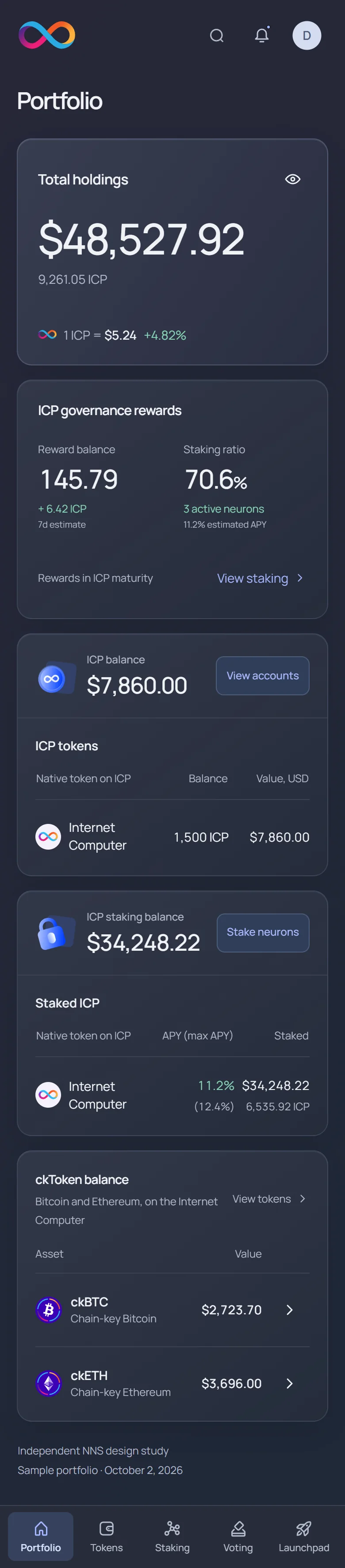 NNS portfolio · mobile · dark interface