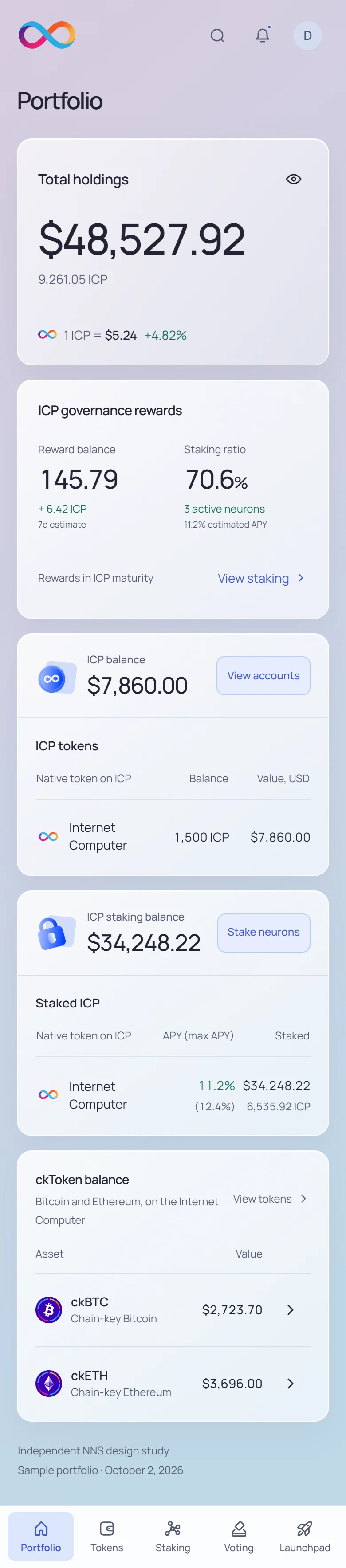 NNS portfolio · mobile · light interface
