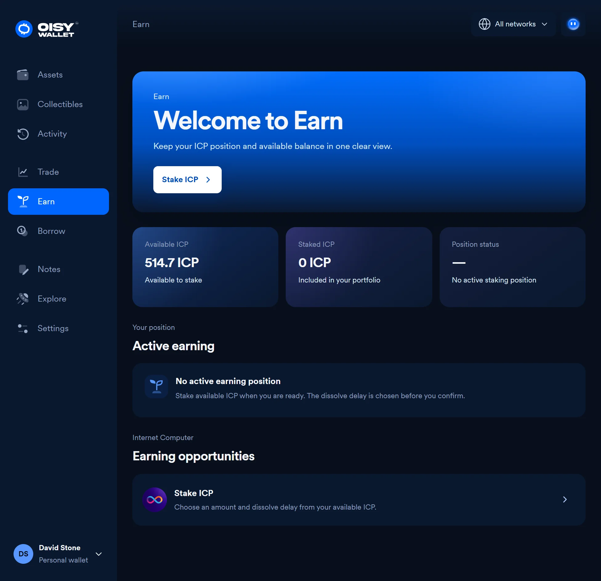 Oisy Earn Tablet product screen