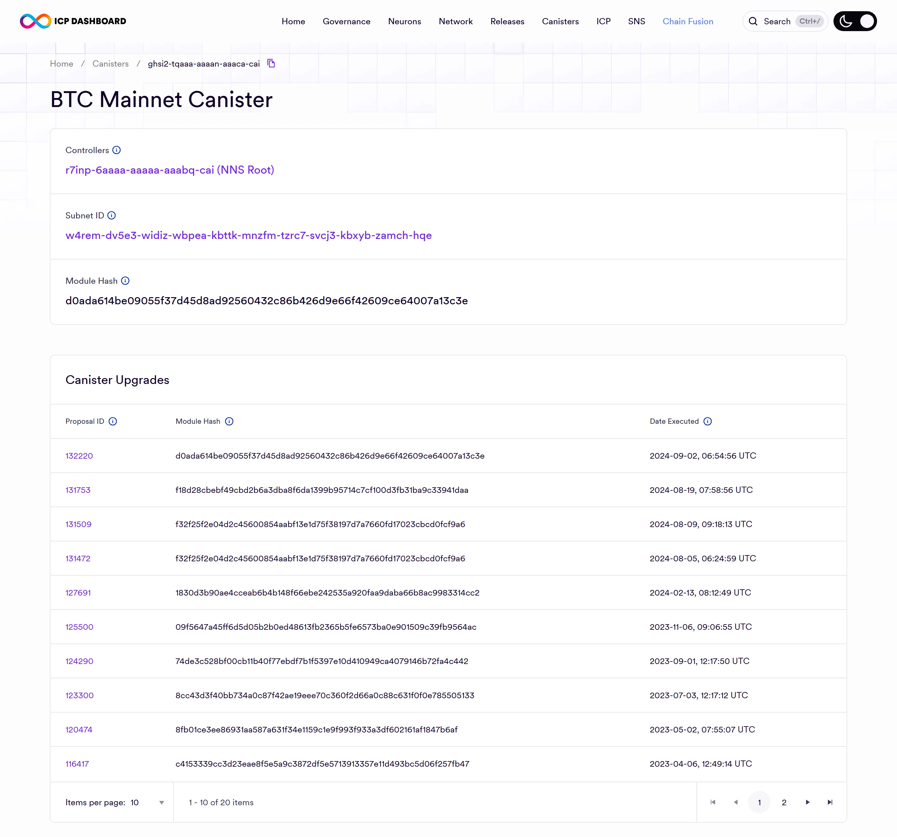 BTC Mainnet Canister · Desktop