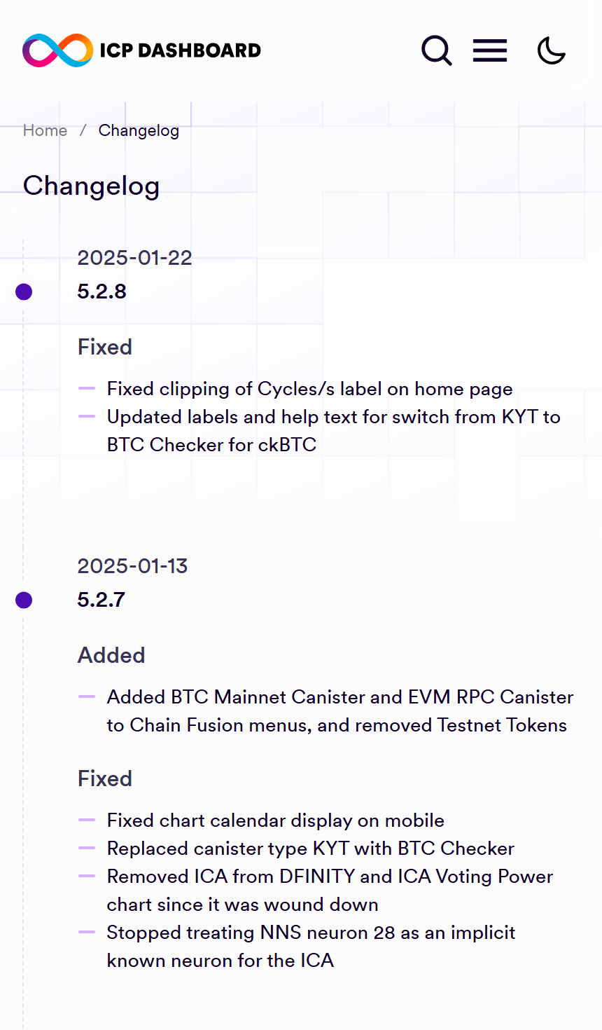 Changelog · Mobile