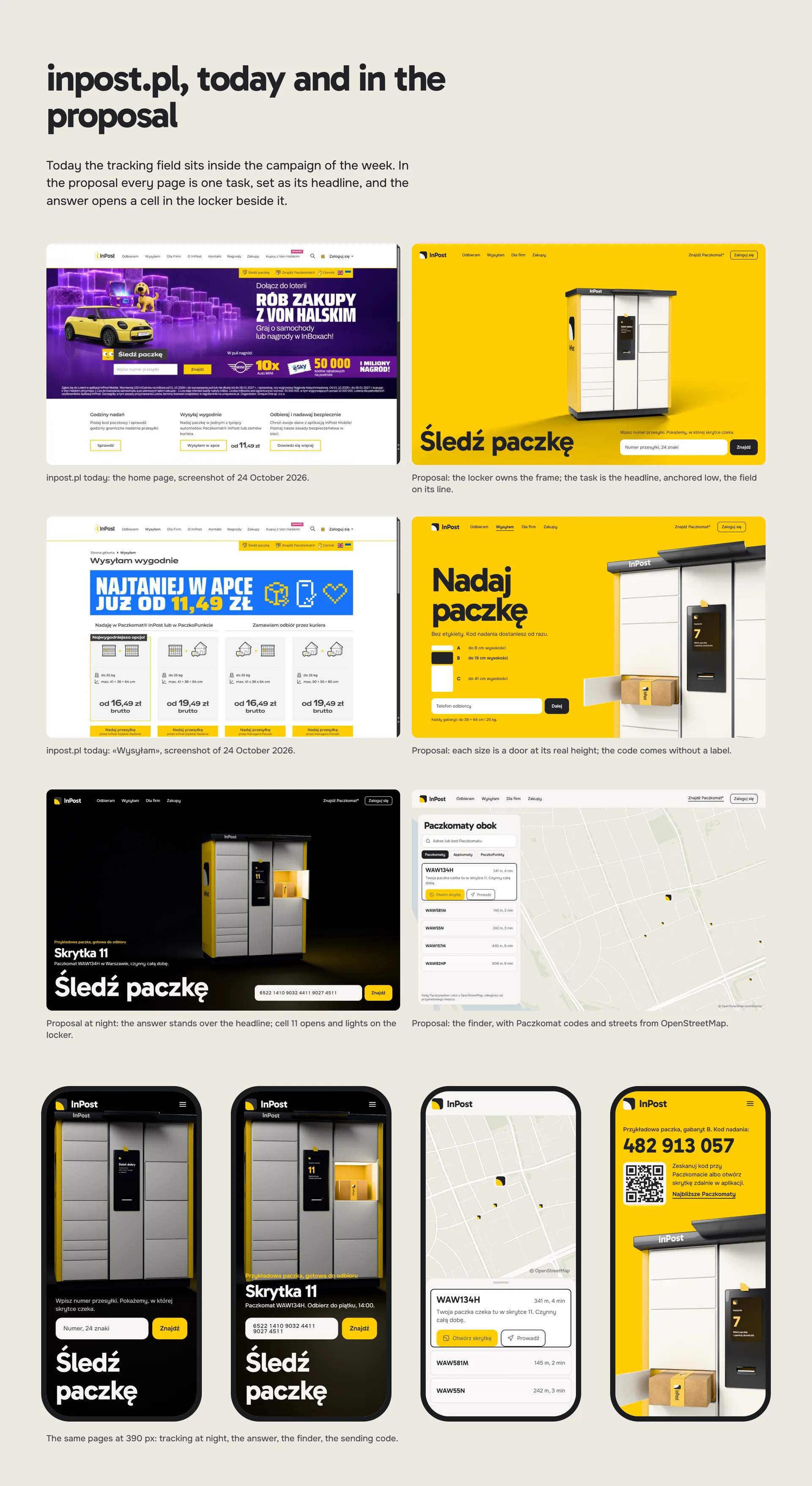 The inpost.pl home page today, and the proposal’s home page