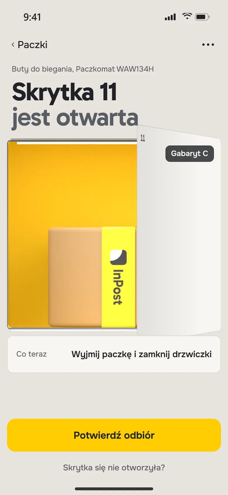 The cell open in InPost Mobile, by day