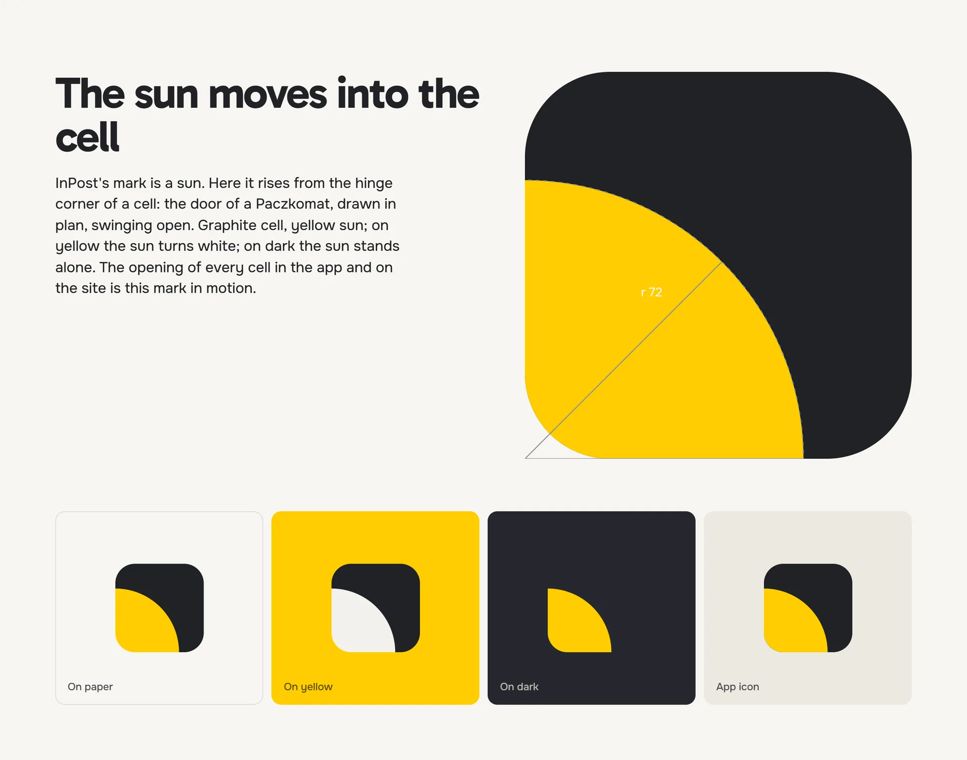 The mark: the sun rising inside a cell from its hinge corner
