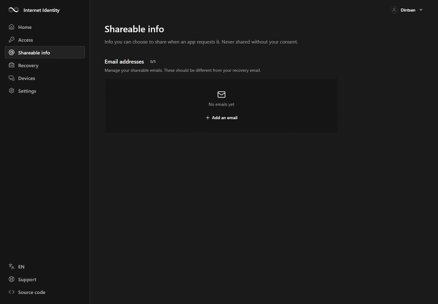 id.ai · Shareable information · Desktop