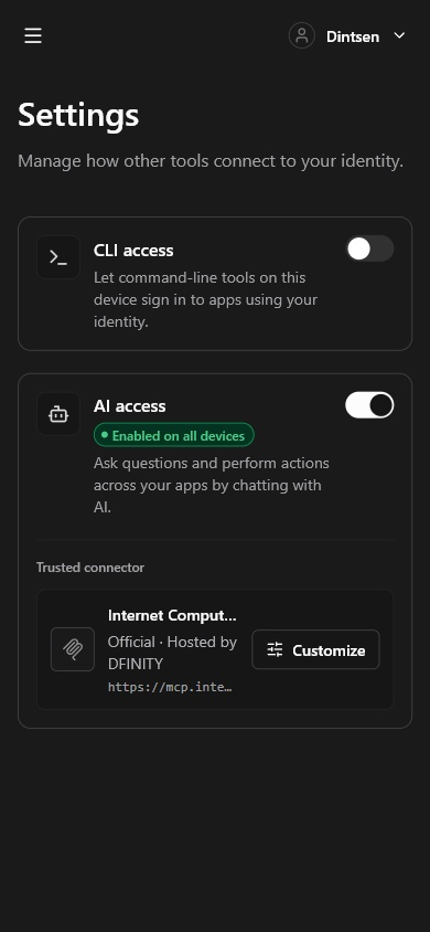 id.ai · Identity settings · Mobile