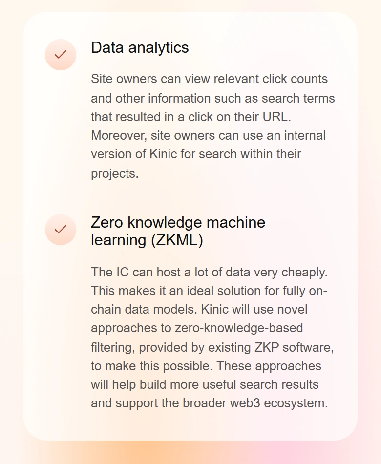 Kinic data analytics card on a phone