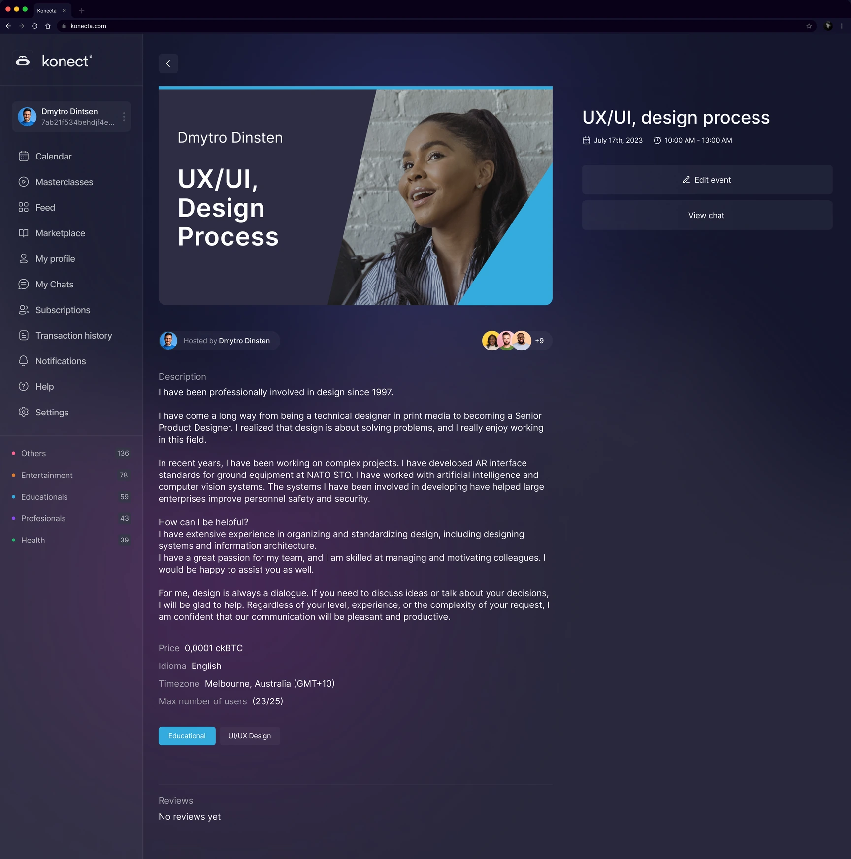 Konecta — Event page · Details and reviews