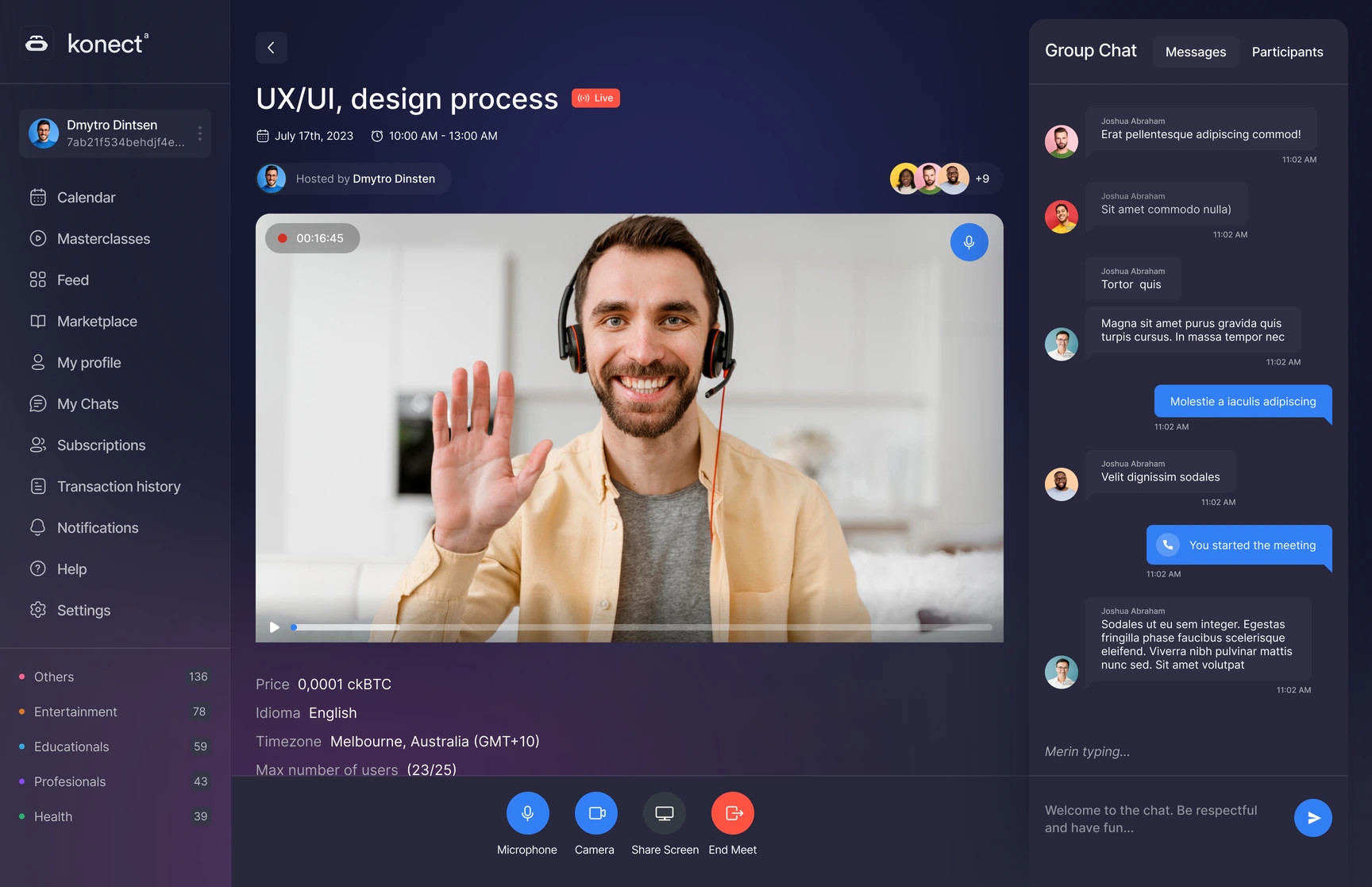 Konecta — Meeting · Video and group chat