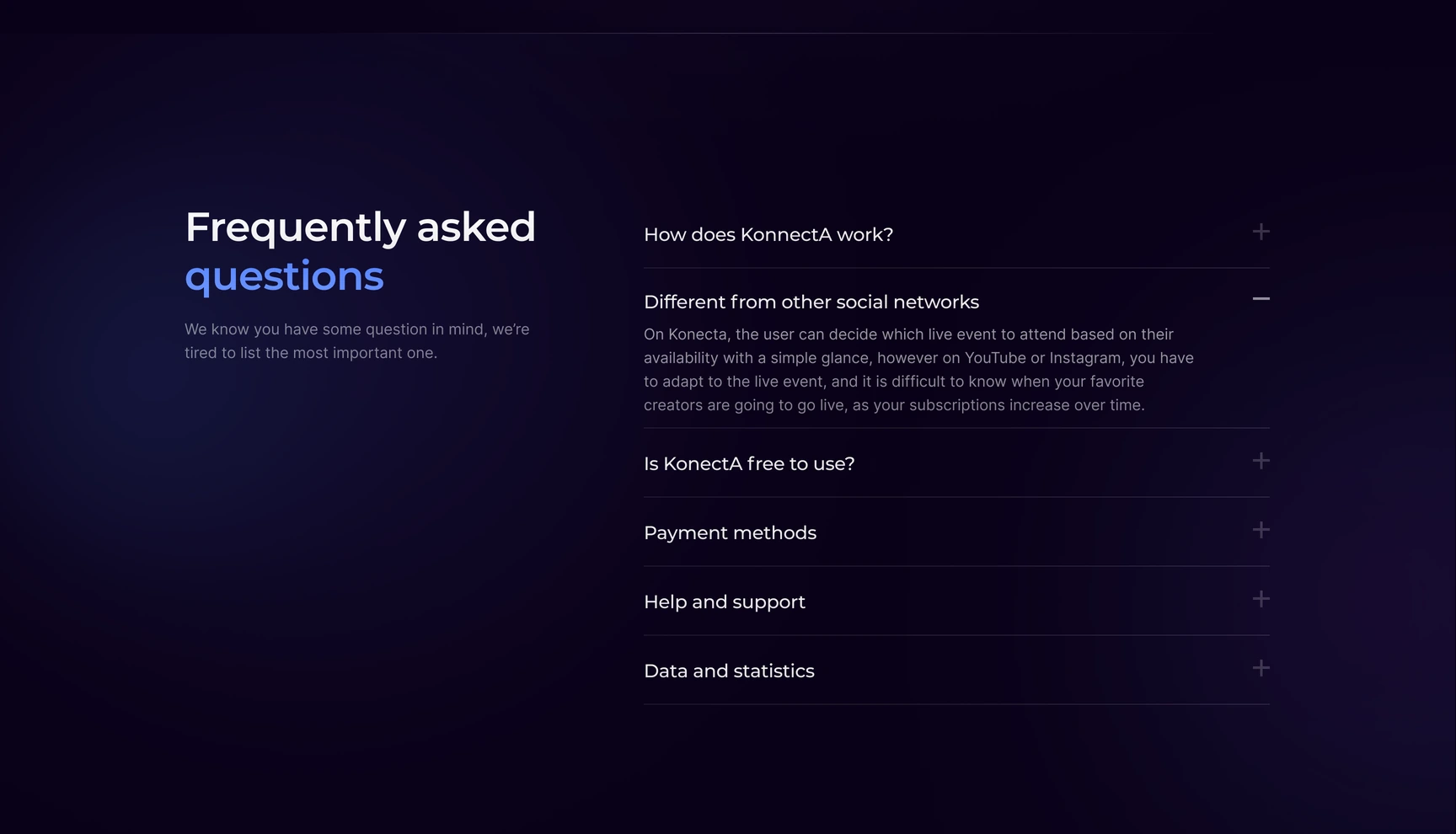 Konecta — Landing · Desktop · Frequently asked questions