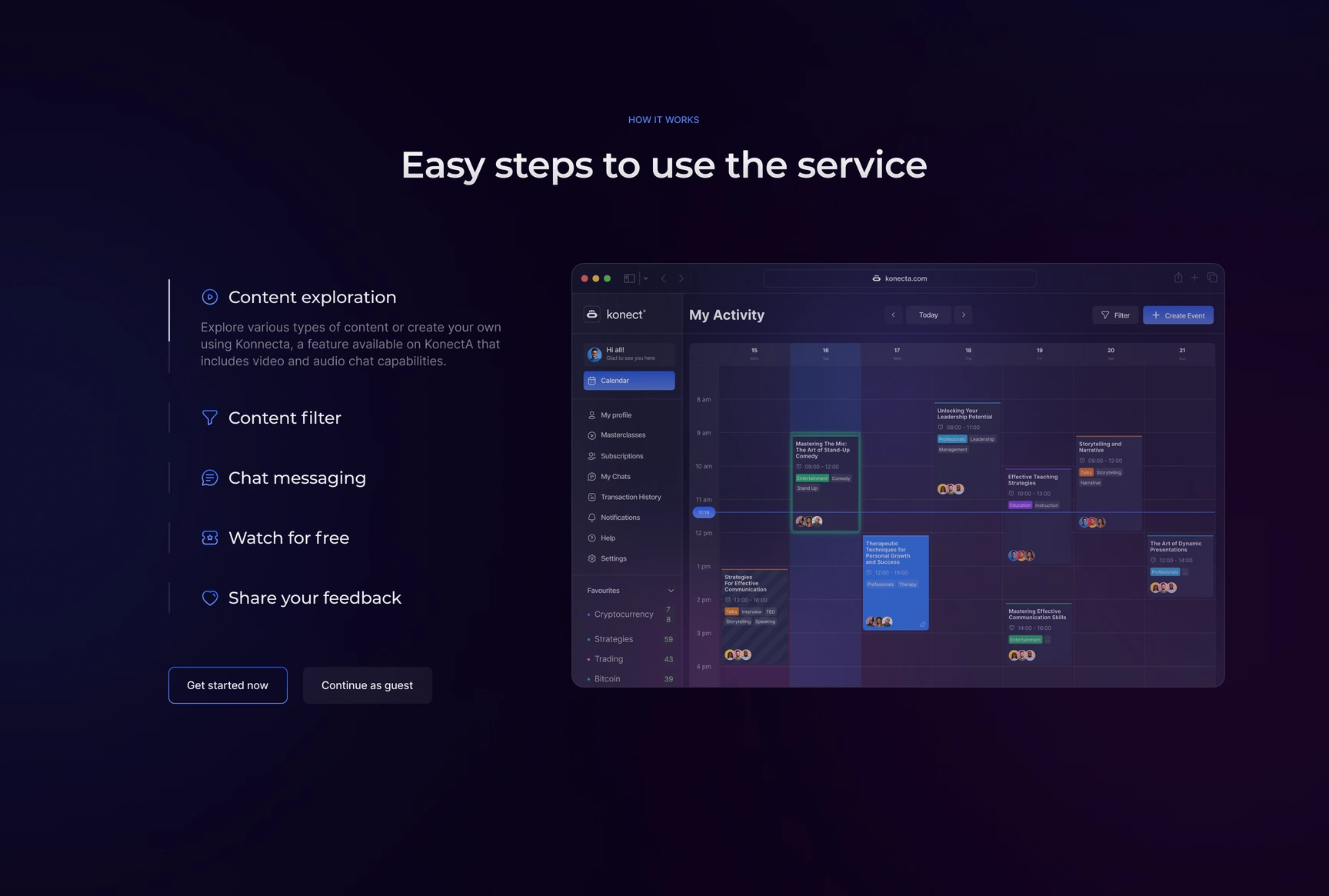 Konecta — Landing · Desktop · How the service works