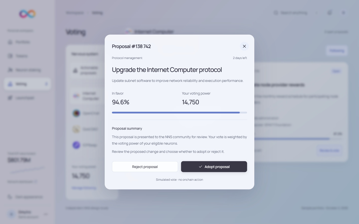 NNS proposal details · light · desktop · light interface