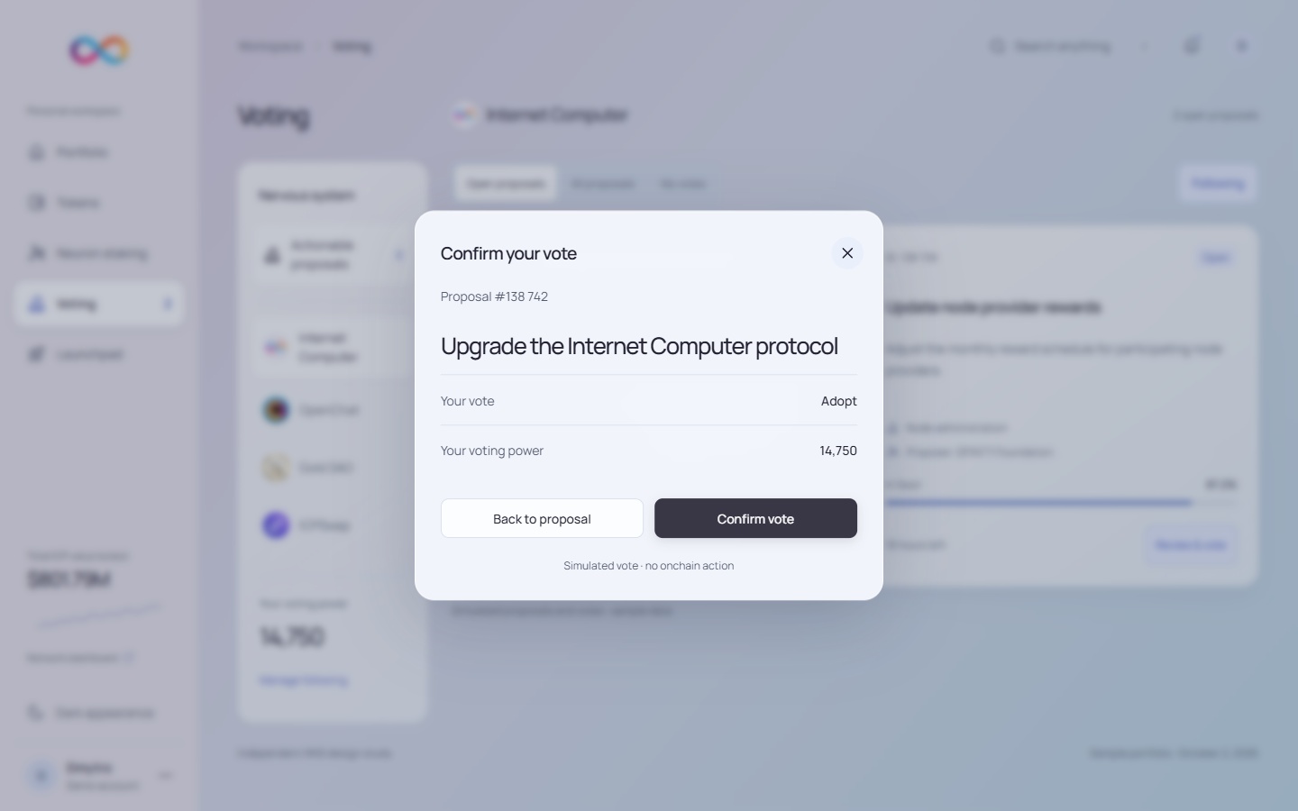 NNS vote confirmation · light · desktop · light interface