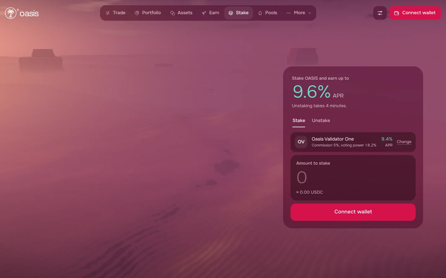 Oasis — staking with the validator you choose