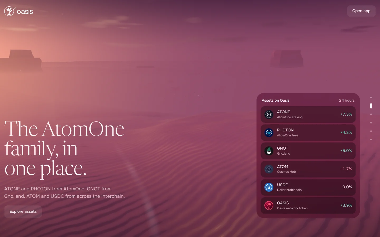 Oasis — the AtomOne family, in one place