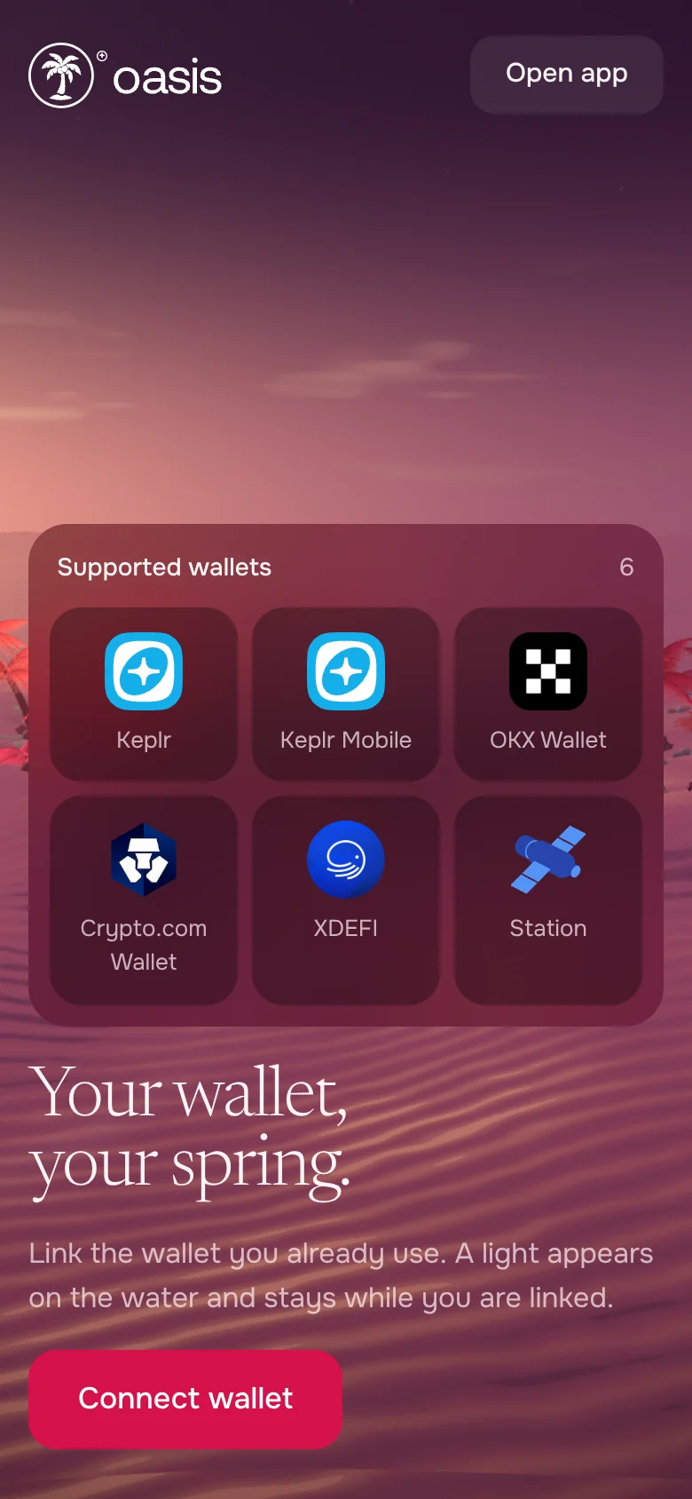 Oasis — your wallet, your spring