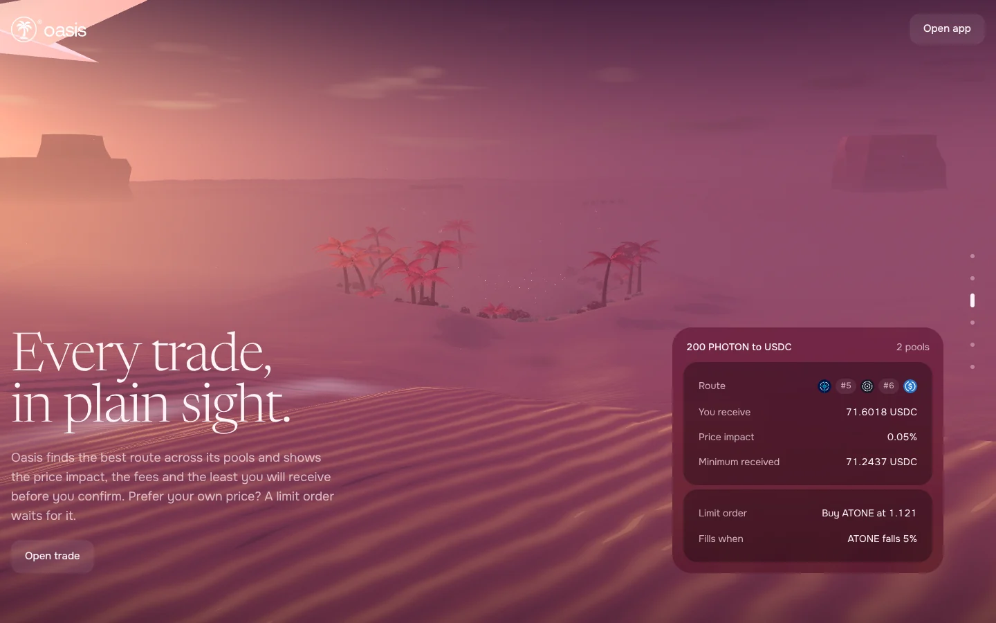 Oasis — every trade, in plain sight: the route, the impact and the least you receive