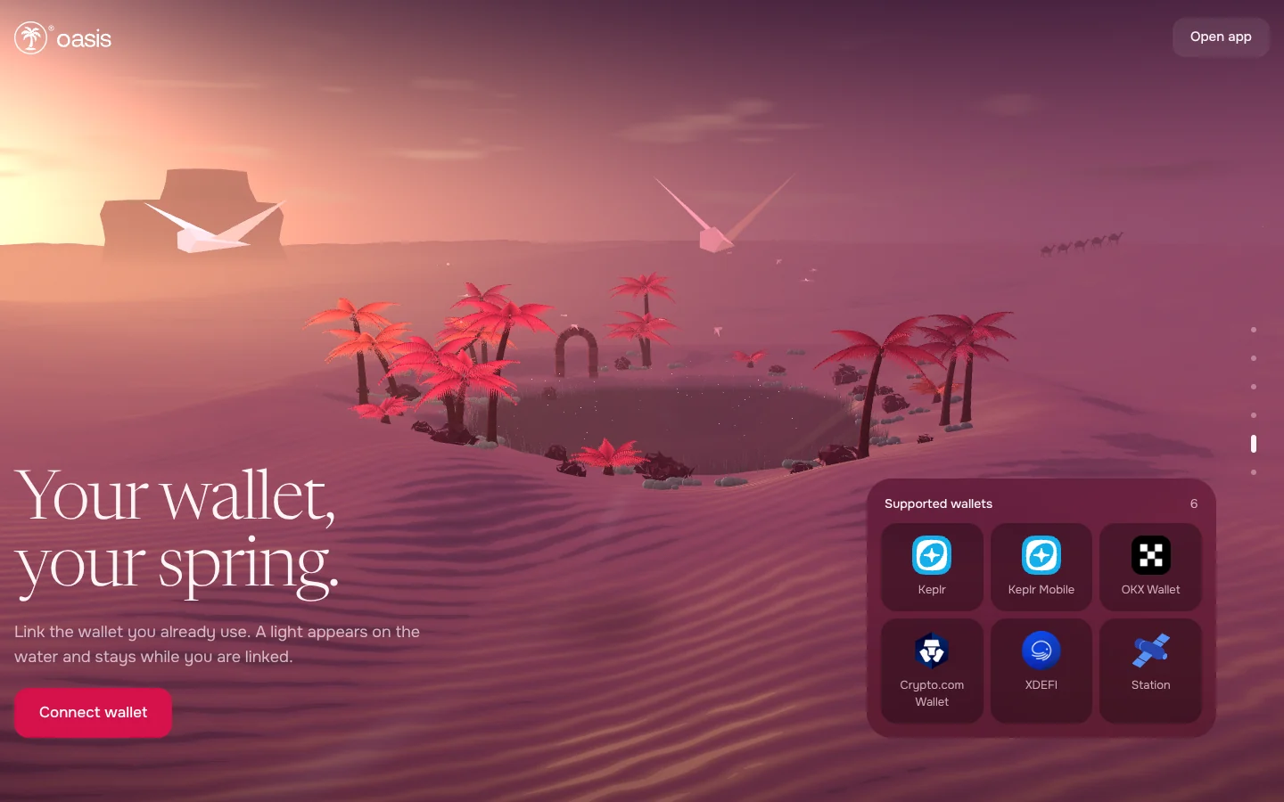 Oasis — the six supported wallets