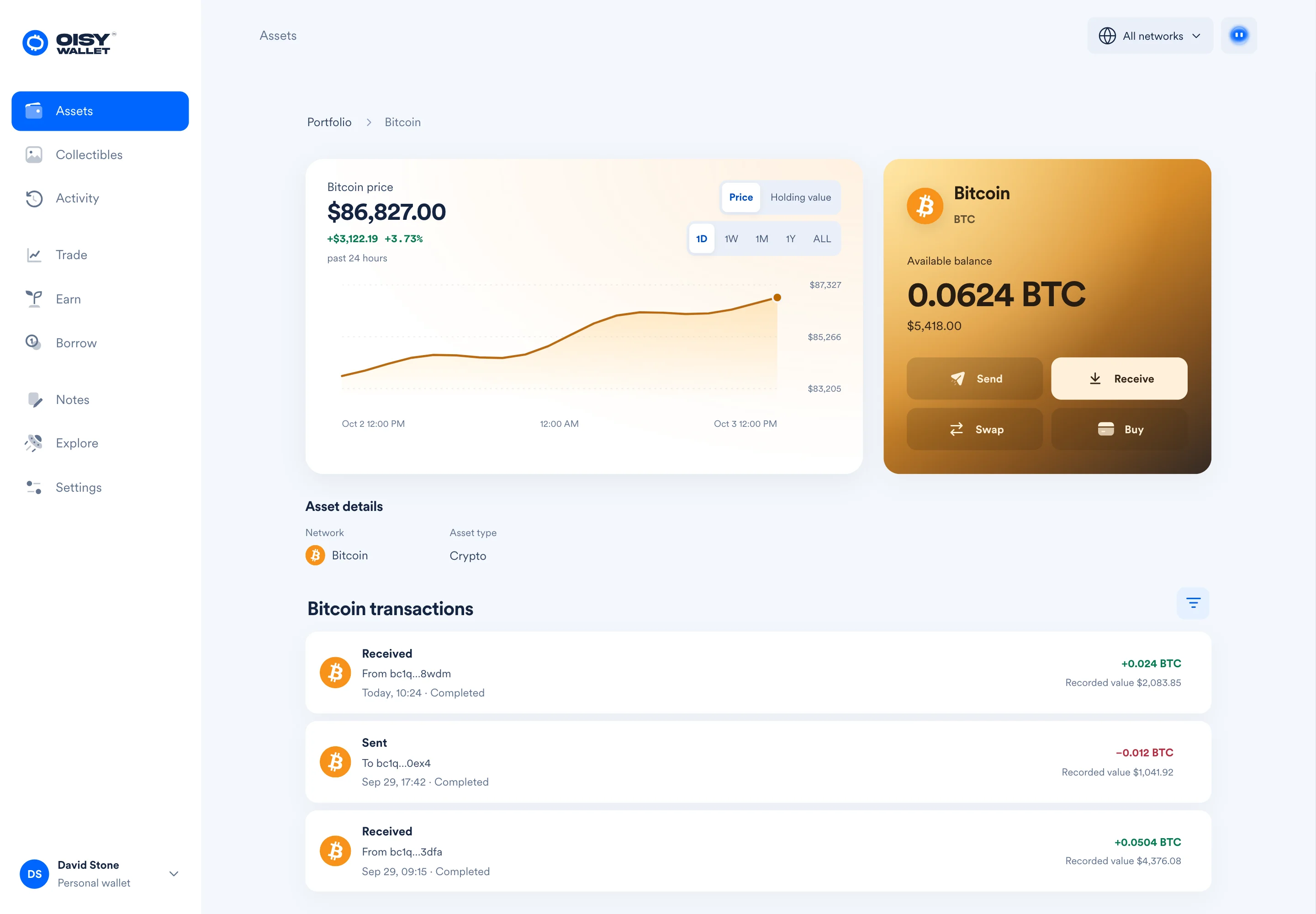 Light Bitcoin detail · desktop