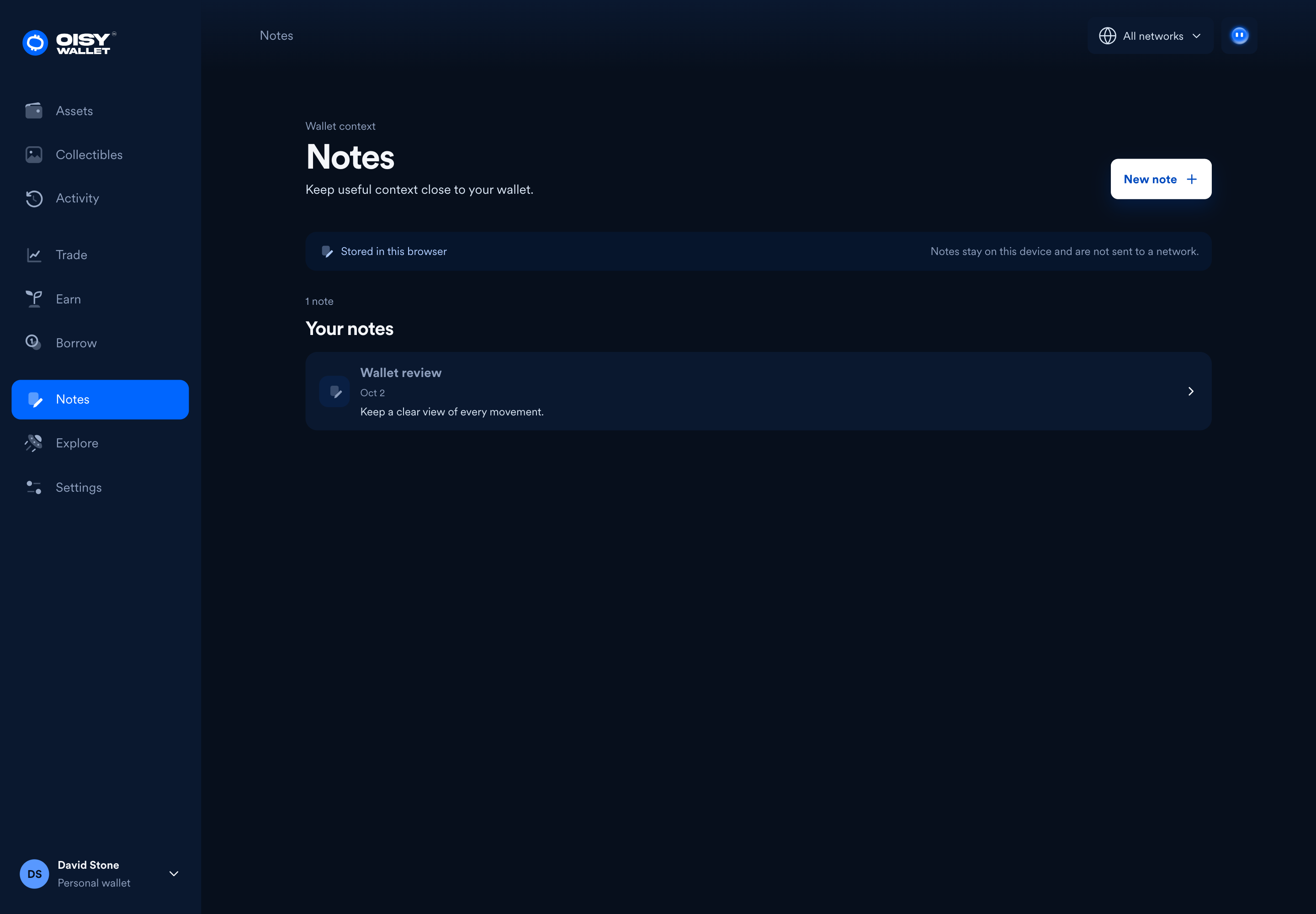 Oisy notes workspace