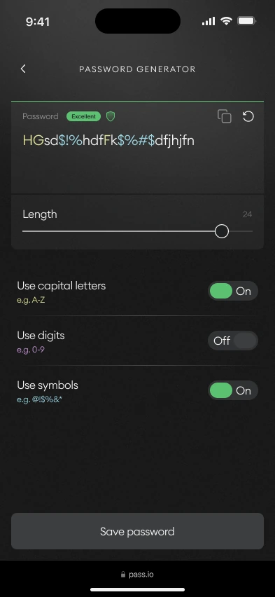Pass mobile password generator