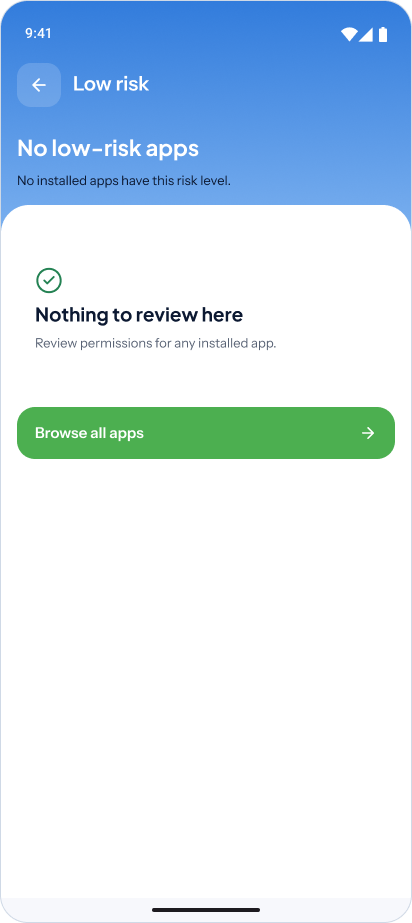 Custom · No low-risk apps; return to the full app list