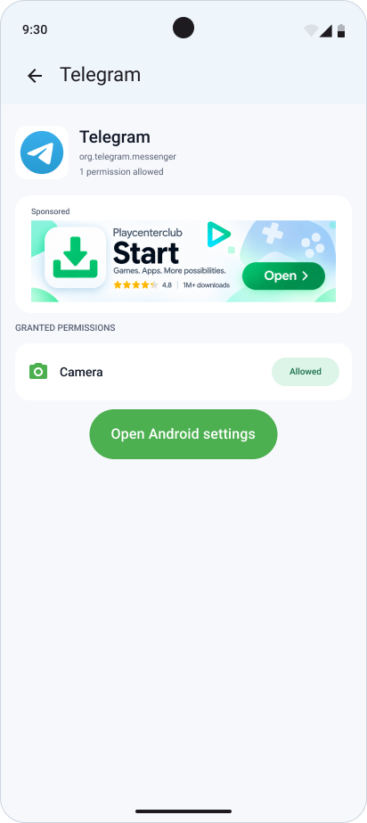 Material 3 · The same app-detail scenario