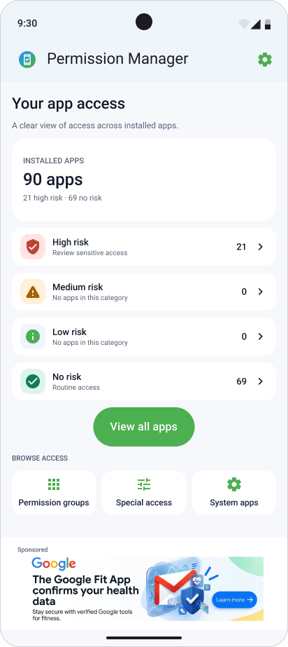 Material 3 · App overview and risk categories
