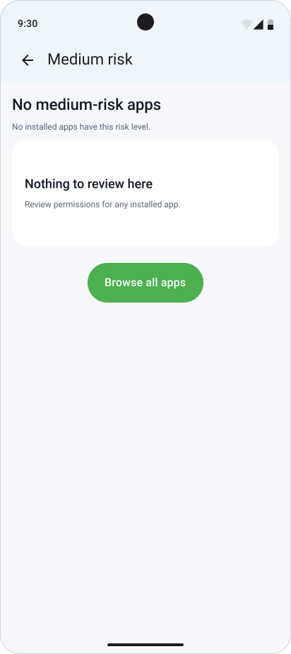 Material 3 · No medium-risk apps; the same recovery route