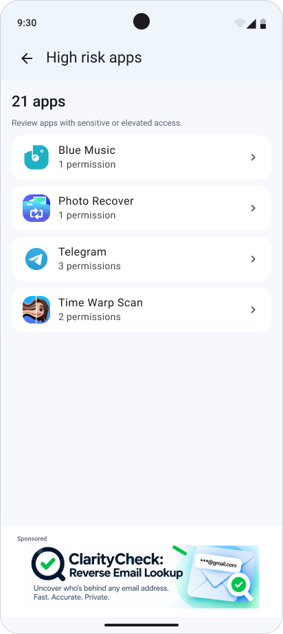 Material 3 · High-risk app list