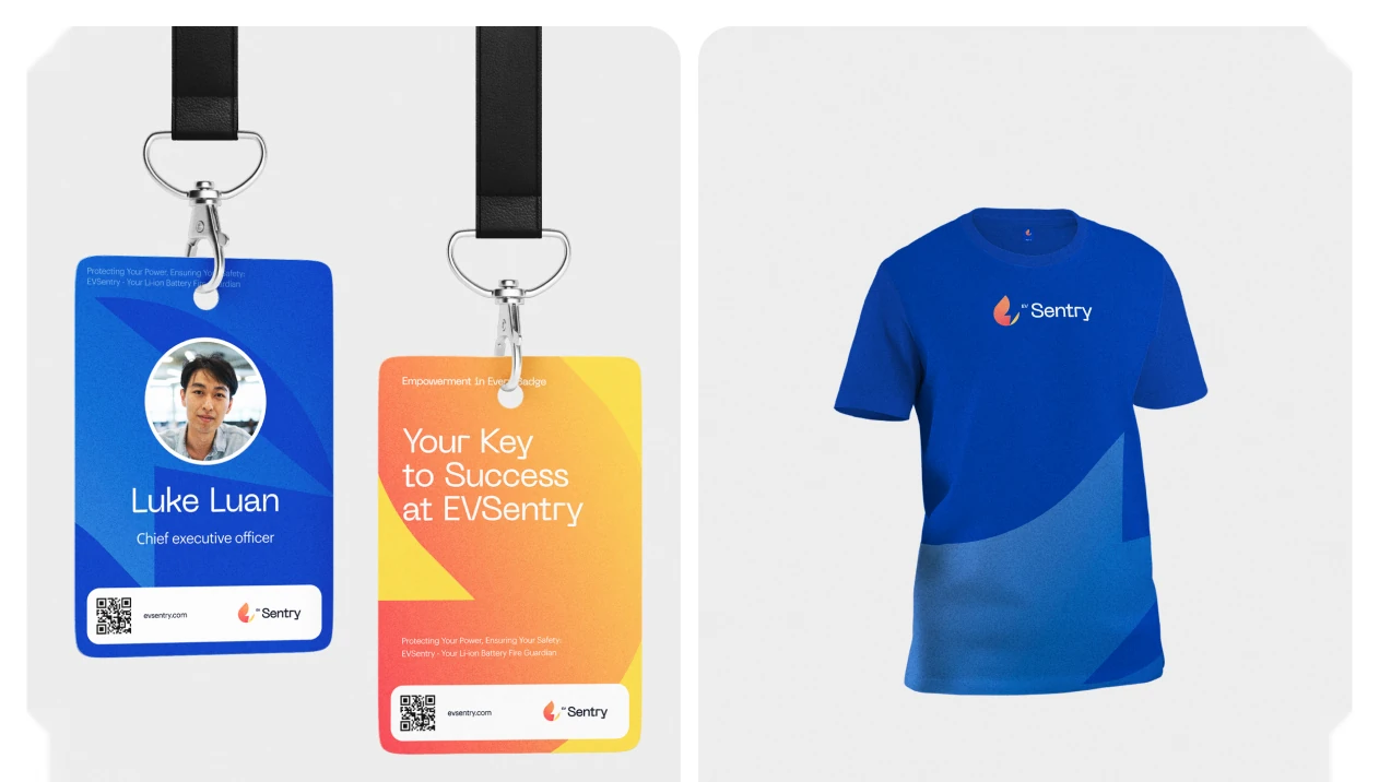 A staff badge, a pass and a T-shirt with the logo
