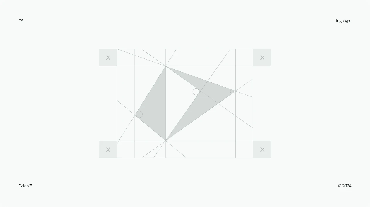 The mark on its construction grid