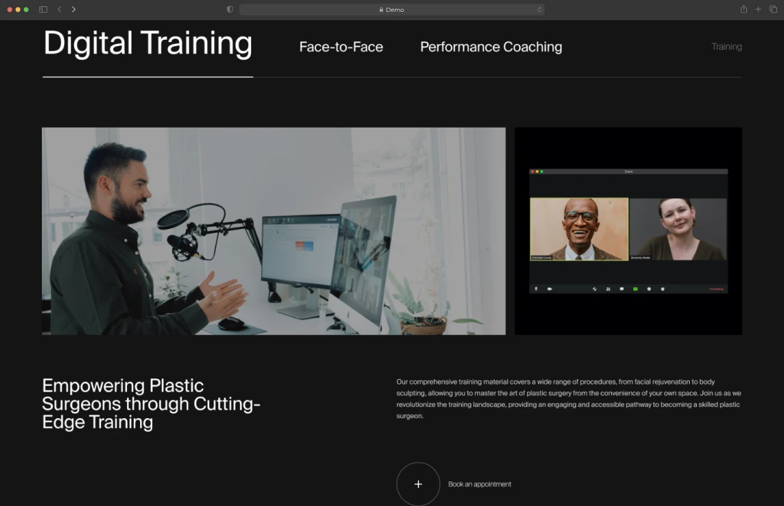 Digital training for plastic surgeons