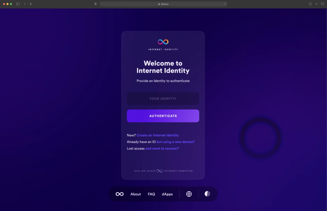 Sign-in: Welcome to Internet Identity