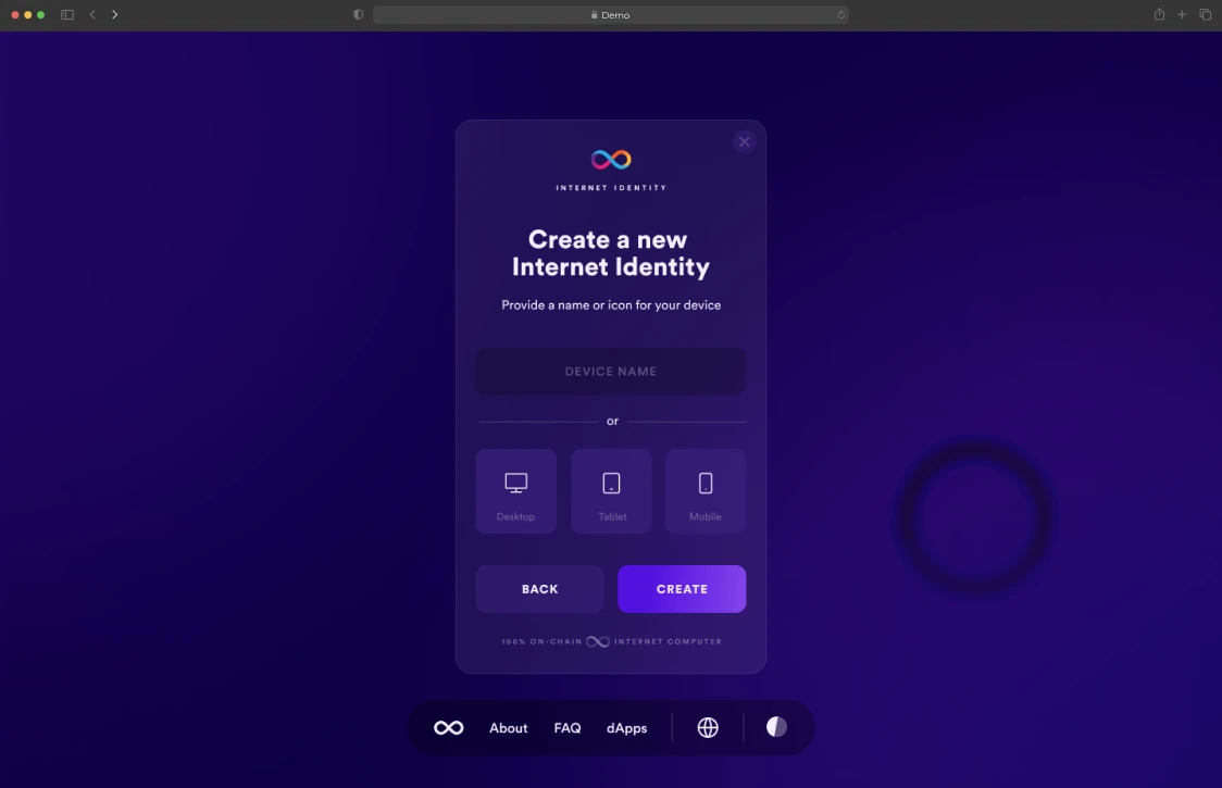 Creating an identity: naming the device