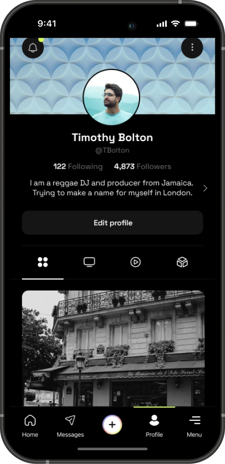 Your own profile on a phone, with Edit profile